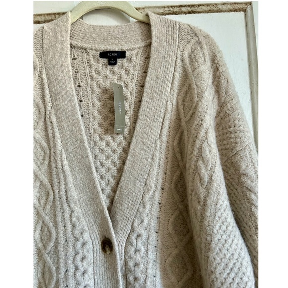 J.Crew Cable-Knit Stretch Cardigan Sweater β Size Large β NWT - Picture 4 of 7